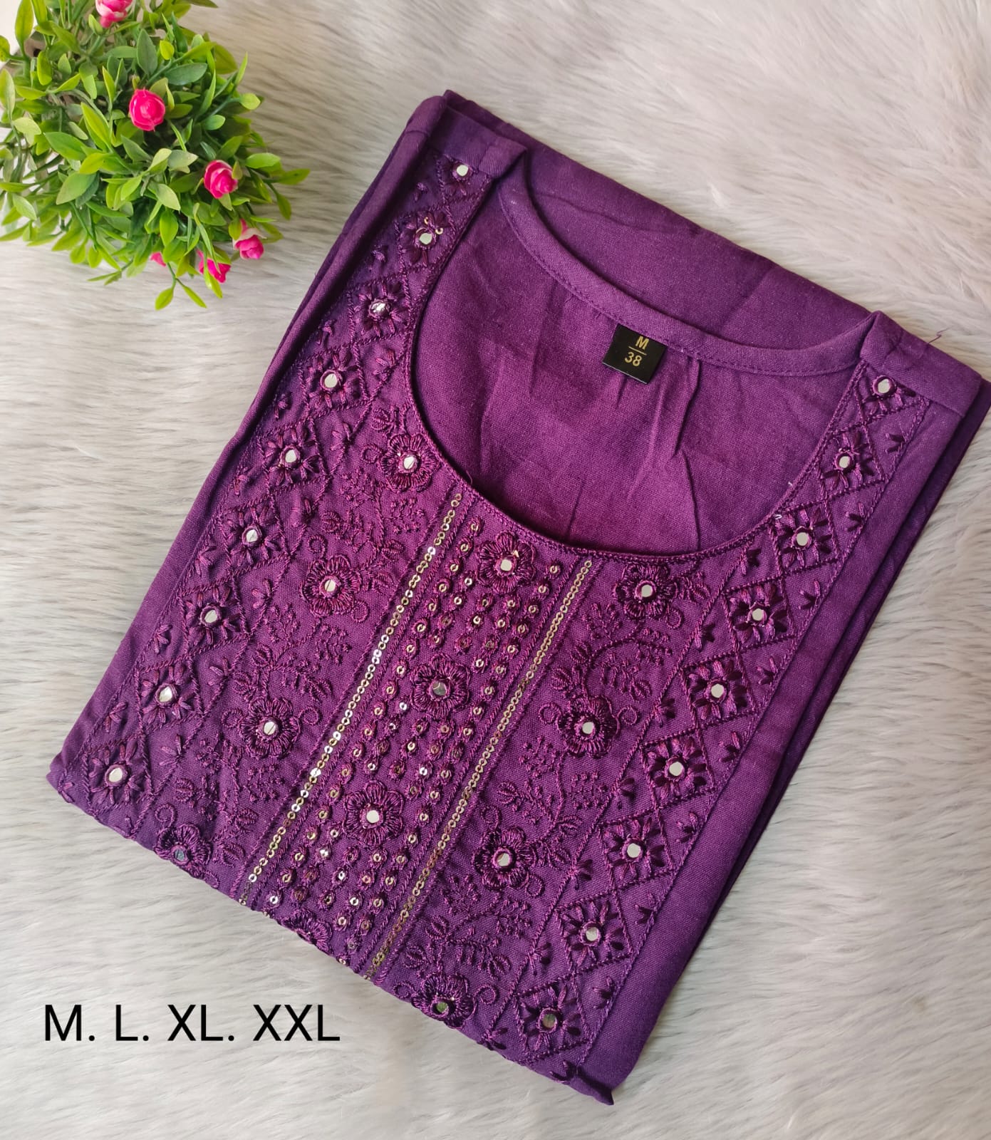 Cotton embroidery kurthis