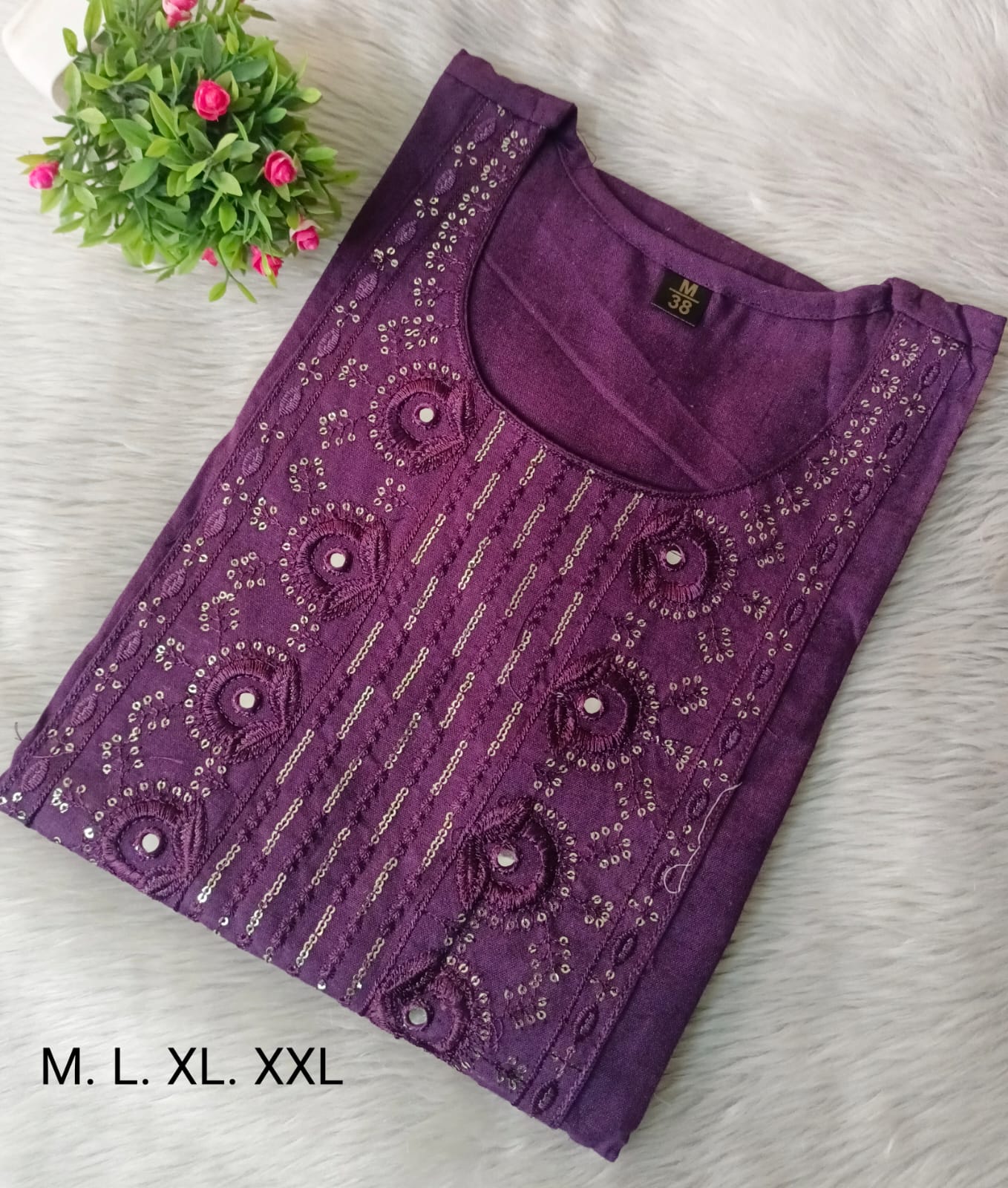 Cotton embroidery kurthis