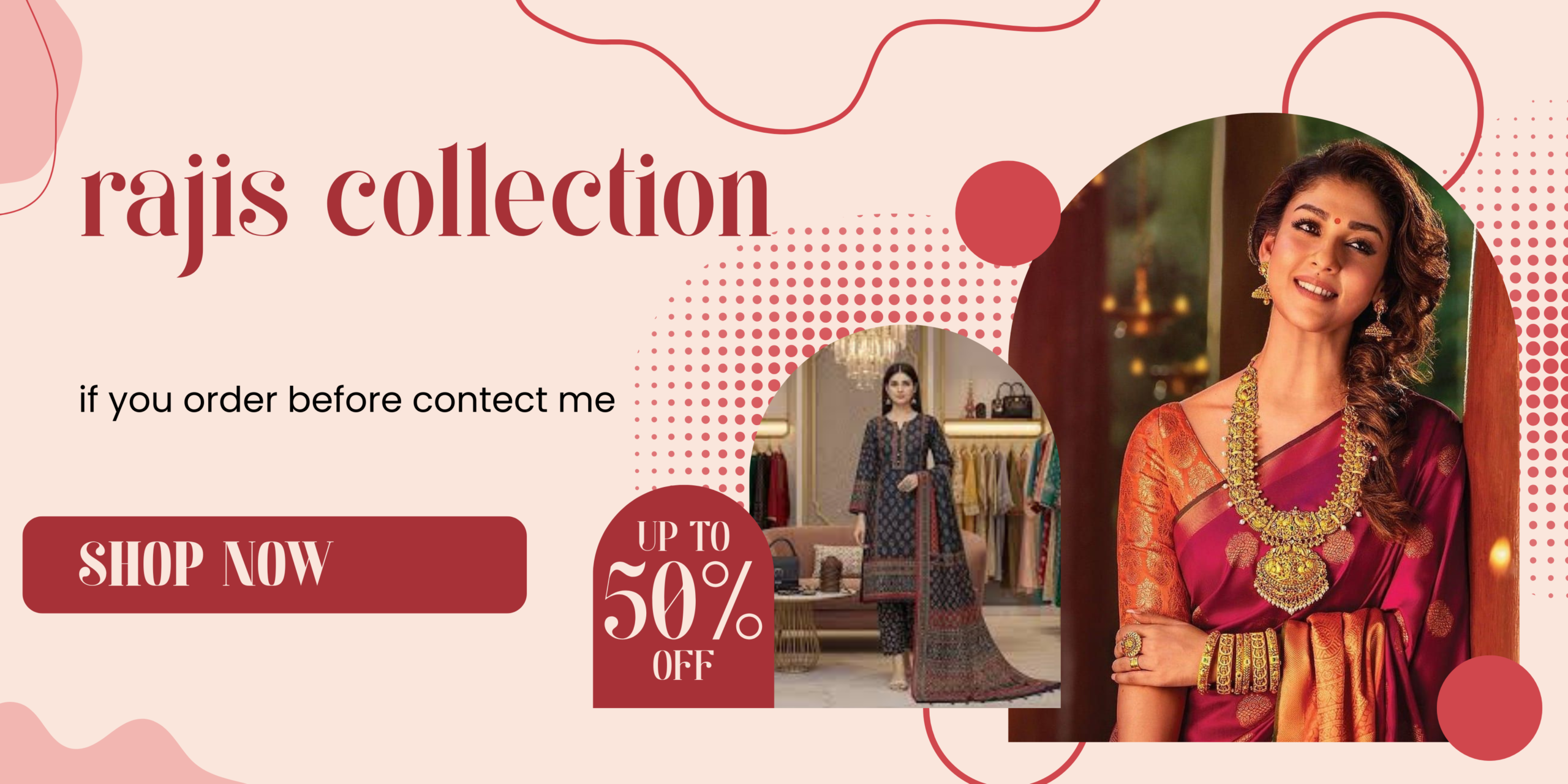 Red and Pink Modern Fashion Online Store Banner Landscape